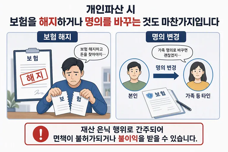 개인파산 시 보험을 해지하거나 명의를 바꾸는 것도 마찬가지입니다