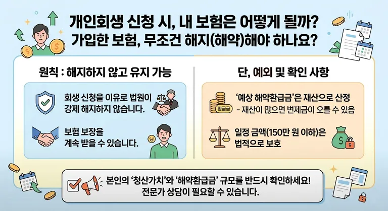 보험 하나 들어놓은 게 있는데 회생 신청하면 깨야 하나요?