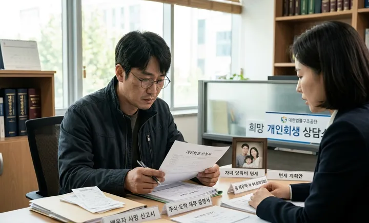배우자 사망 후 자녀 양육비와 주식·도박으로 증가한 채무, 개인회생 사례