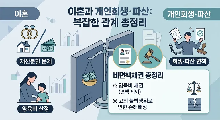 이혼과 개인회생·파산 재산분할, 양육비 비면책채권 총정리