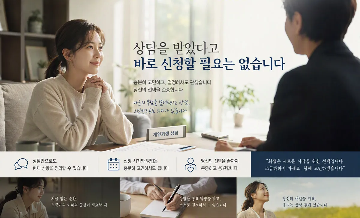 상담을 받았다고 바로 신청할 필요는 없습니다